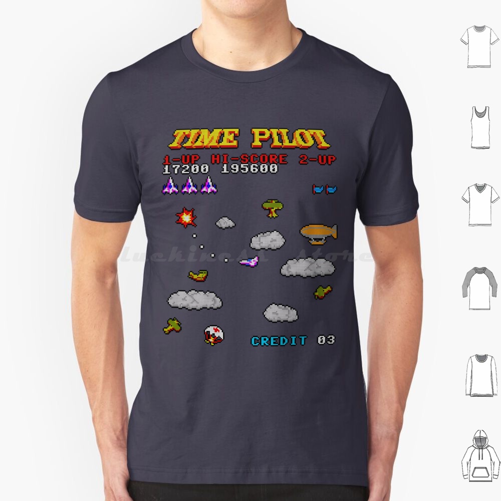 Retro Gaming T Shirt - Koszulka Time Pilot 2 Bawełna Męska